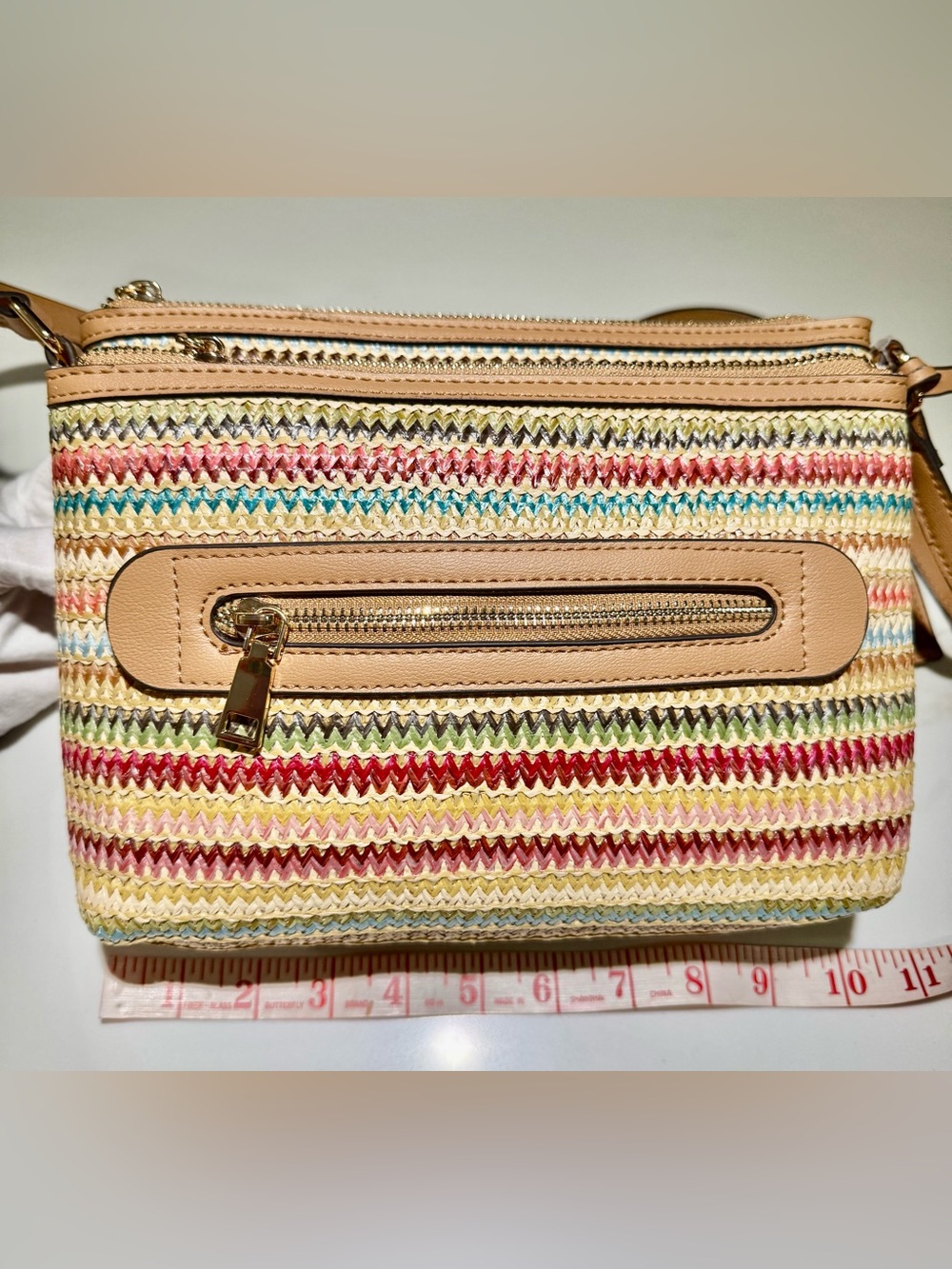 KELKY & KATIE Faux Straw Summer Crossbody, Multicolored